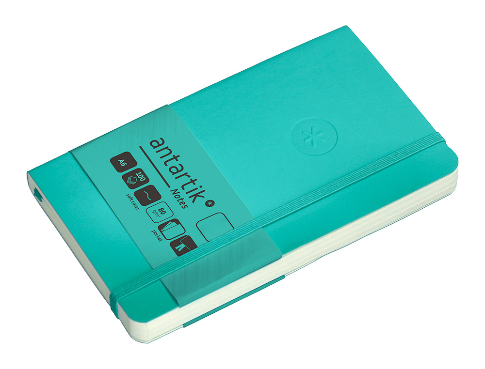 CADERNO COM ELASTICO ANTARTIK NOTES CAPA MOLE A6 LISO TURQUESA 100 FOLHAS 80 GR FSC