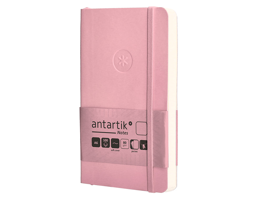 CADERNO COM ELASTICO ANTARTIK NOTES CAPA MOLE A6 LISO ROSA PASTEL 100 FOLHAS 80 GR FSC