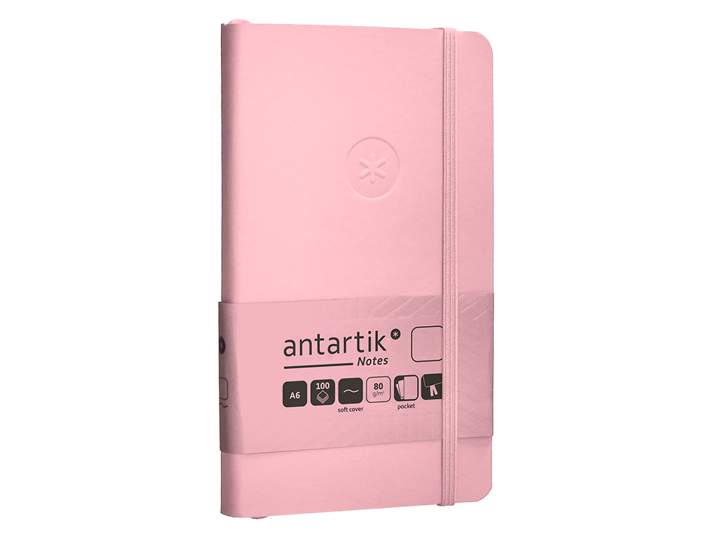 CADERNO COM ELASTICO ANTARTIK NOTES CAPA MOLE A6 LISO ROSA PASTEL 100 FOLHAS 80 GR FSC