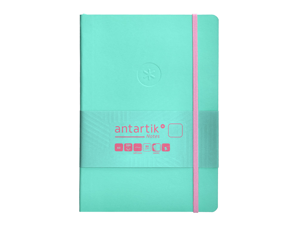 CADERNO COM ELASTICO ANTARTIK NOTES CAPA MOLE A5 LISO ROSA E TURQUESA 80 FOLHAS 80 GR FSC