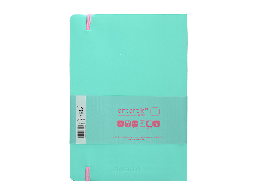 CADERNO COM ELASTICO ANTARTIK NOTES CAPA MOLE A5 LISO ROSA E TURQUESA 80 FOLHAS 80 GR FSC