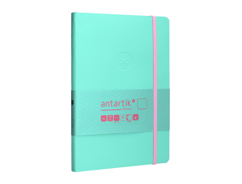 CADERNO COM ELASTICO ANTARTIK NOTES CAPA MOLE A5 LISO ROSA E TURQUESA 80 FOLHAS 80 GR FSC