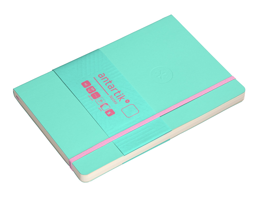 CADERNO COM ELASTICO ANTARTIK NOTES CAPA MOLE A5 LISO ROSA E TURQUESA 80 FOLHAS 80 GR FSC