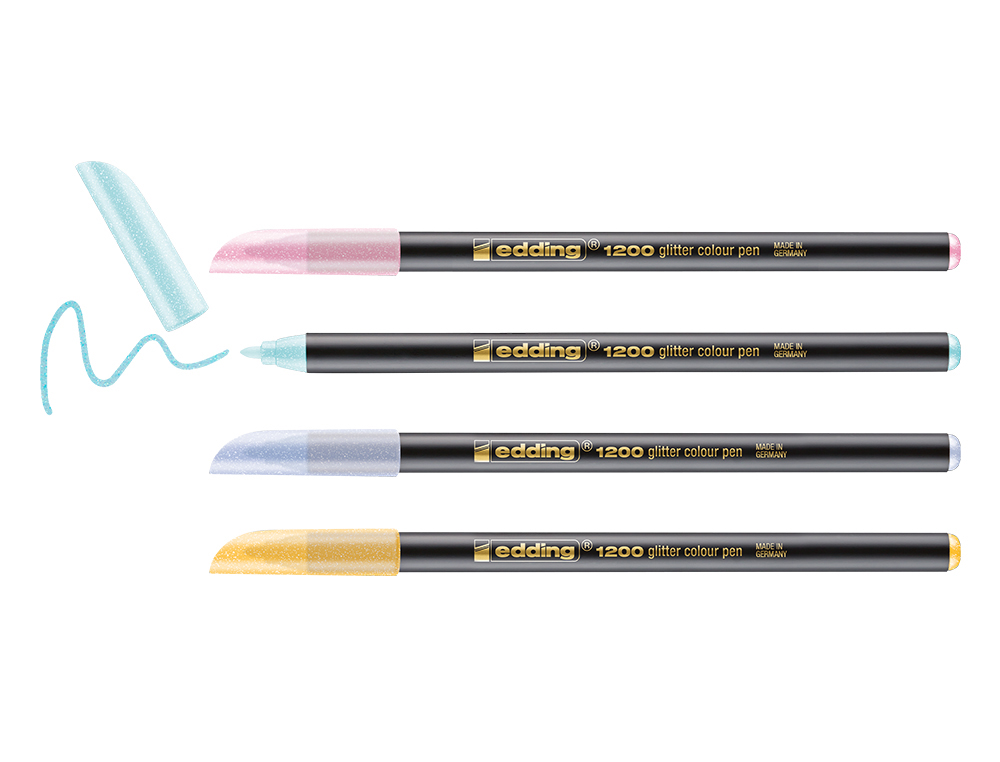 MARCADOR EDDING PONTA FIBRA 1200 PONTA REDONDA 0,5 MM GLITTER PASTEL CAIXA DE 4 UNIDADES CORES SORTIDAS