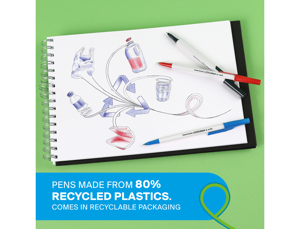 ESFEROGRAFICA PAPER MATE KILOMETRICA PONTA 1 MM PLASTICO RECICLADO 80% COR AZUL
