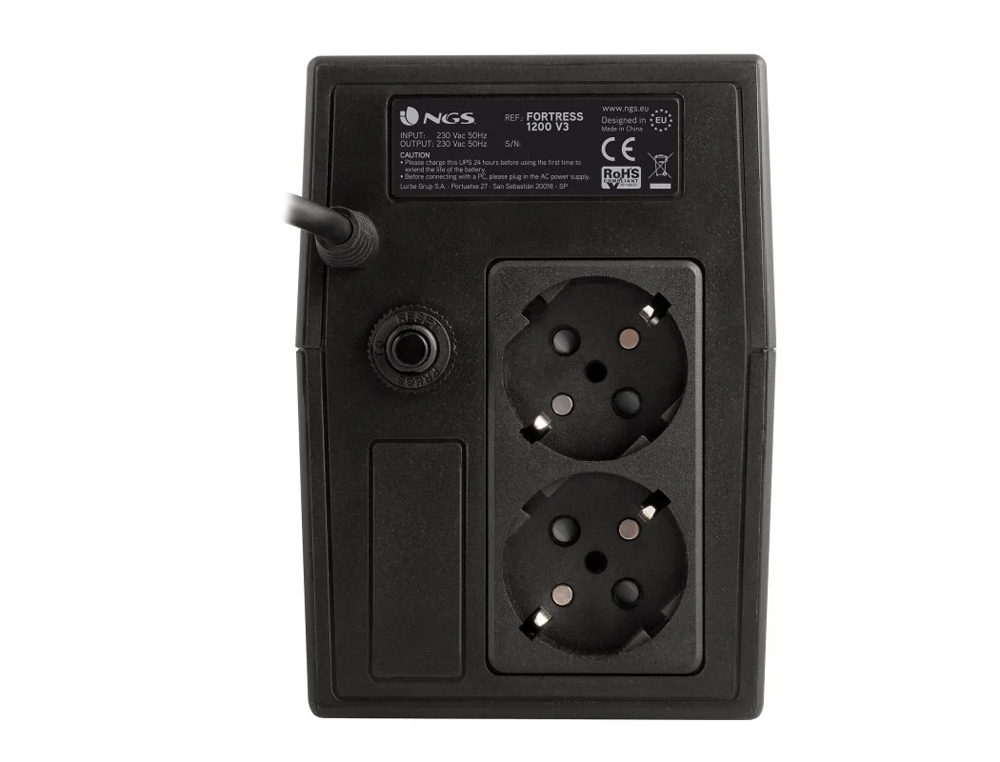 SAI NGS FORTRESS 1200 V3 BATERIA 800 VA COM 2 TOMADAS CORRENTE SCHUKO PLUG OFF LINE UPS 480W FUNCAO AVR