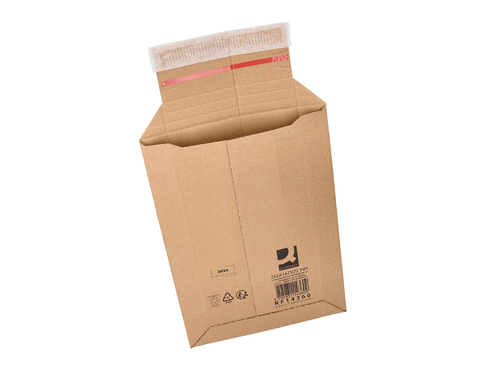 ENVELOPE PARA ENVIOS Q-CONNECT CARTAO 100% RECICLADO E RECICLAVEL FECHO AUTOADESIVO 252X167X72 MM COR KRAFT
