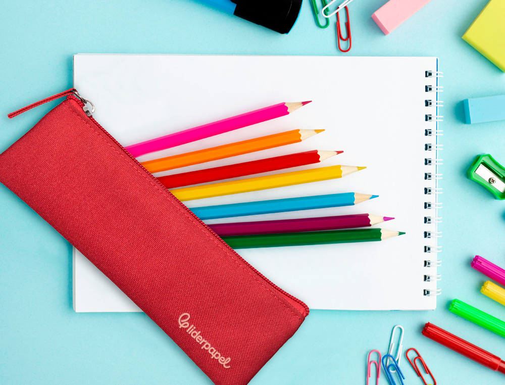 ESTOJO ESCOLAR LIDERPAPEL PLANO ESTREITO UM FECHO 200X60 MM VERMELHO