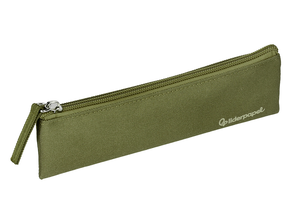 ESTOJO ESCOLAR LIDERPAPEL PLANO ESTREITO UM FECHO 200X60 MM VERDE MILITAR