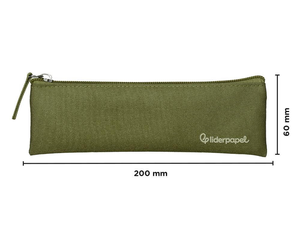 ESTOJO ESCOLAR LIDERPAPEL PLANO ESTREITO UM FECHO 200X60 MM VERDE MILITAR