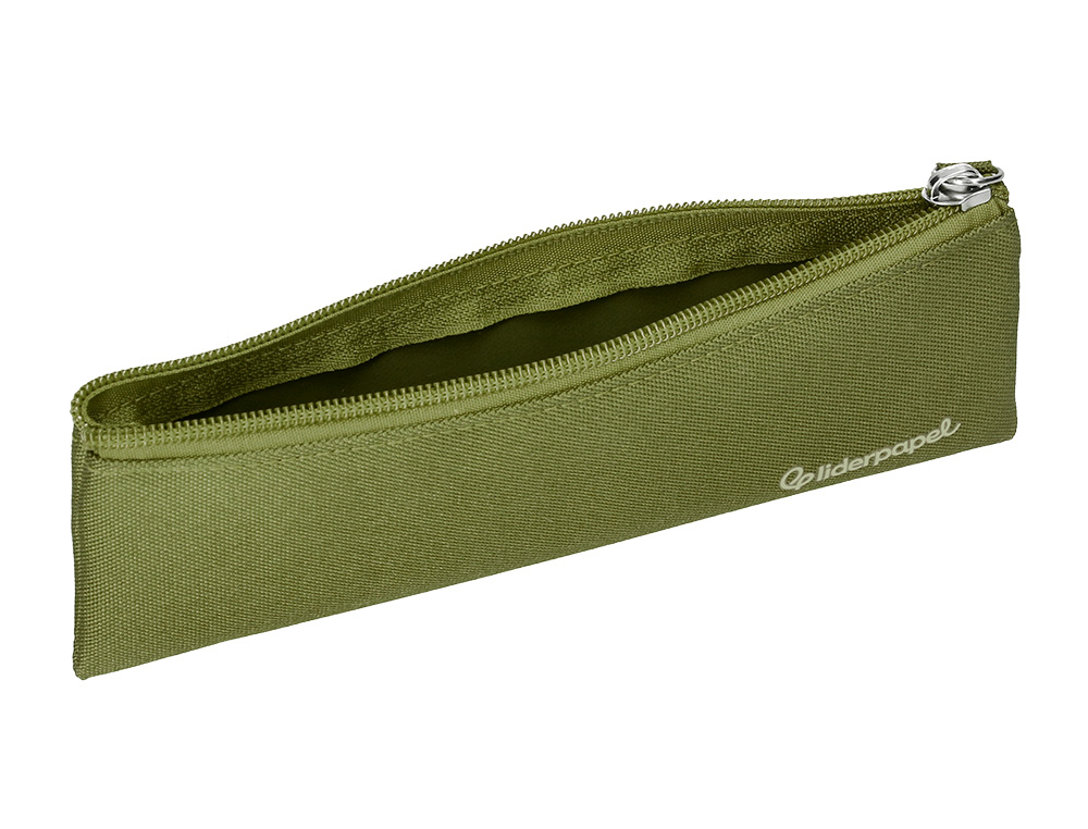 ESTOJO ESCOLAR LIDERPAPEL PLANO ESTREITO UM FECHO 200X60 MM VERDE MILITAR
