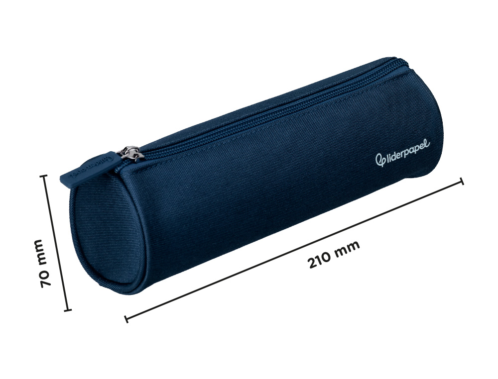 ESTOJO ESCOLAR LIDERPAPEL CILINDRICO LARGO 210X70 MM AZUL MARINHO