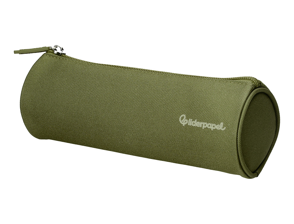 ESTOJO ESCOLAR LIDERPAPEL CILINDRICO LARGO 210X70 MM VERDE MILITAR