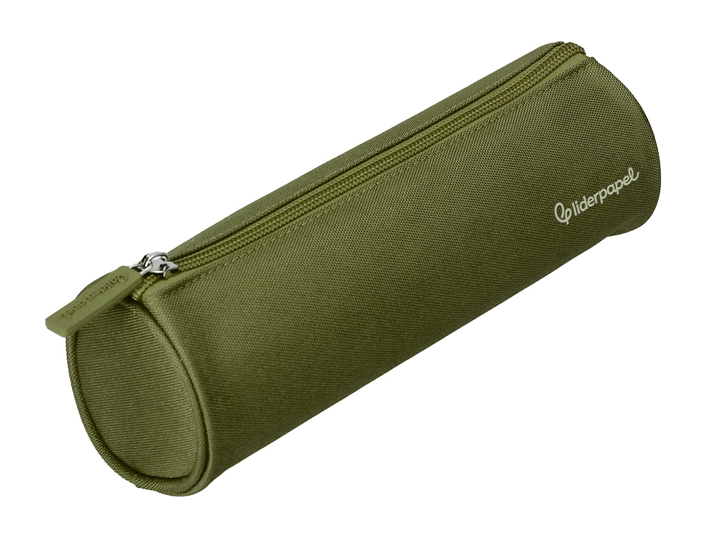 ESTOJO ESCOLAR LIDERPAPEL CILINDRICO LARGO 210X70 MM VERDE MILITAR