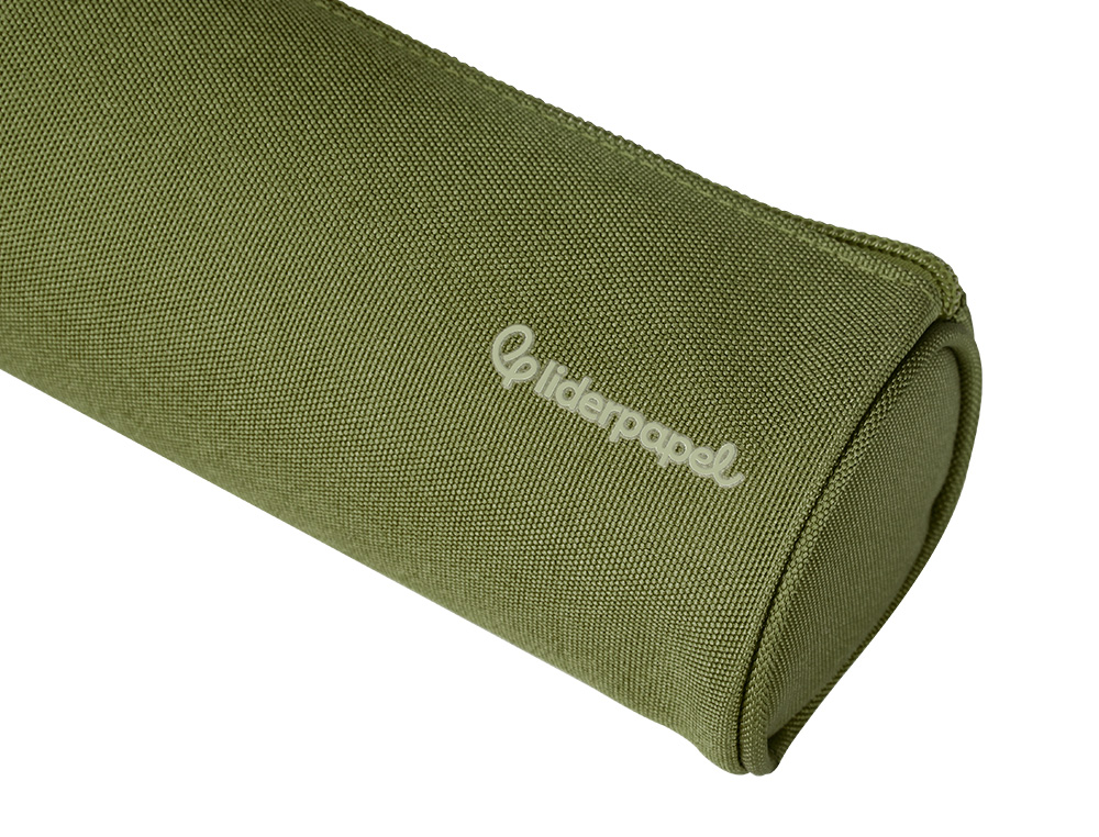 ESTOJO ESCOLAR LIDERPAPEL CILINDRICO LARGO 210X70 MM VERDE MILITAR
