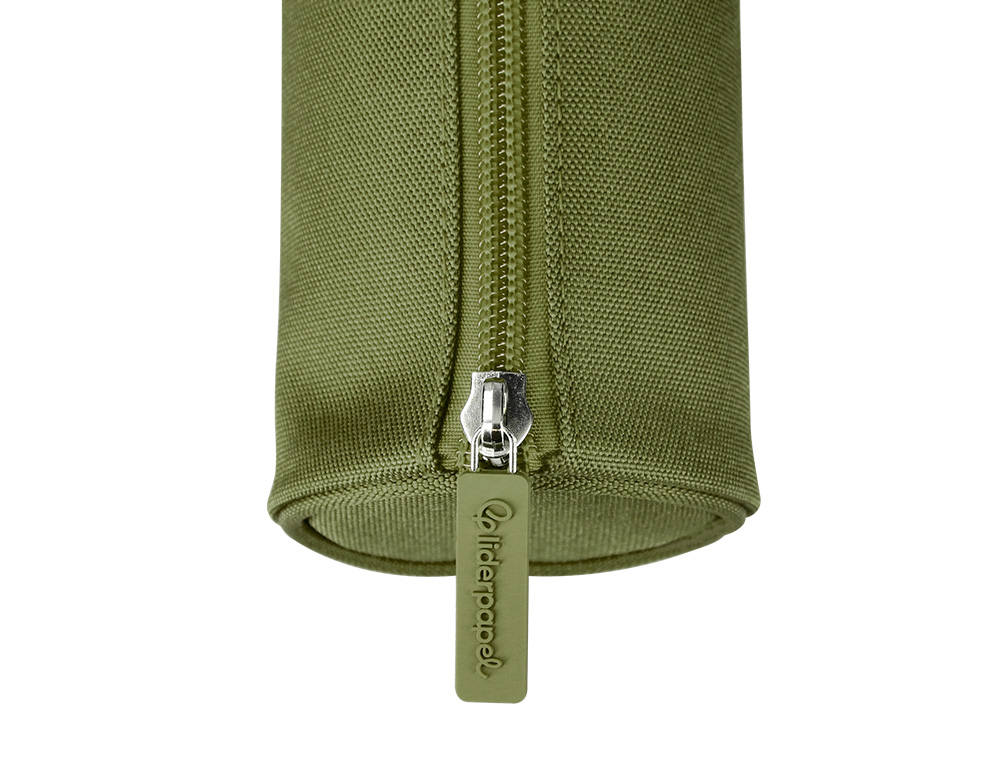 ESTOJO ESCOLAR LIDERPAPEL CILINDRICO LARGO 210X70 MM VERDE MILITAR