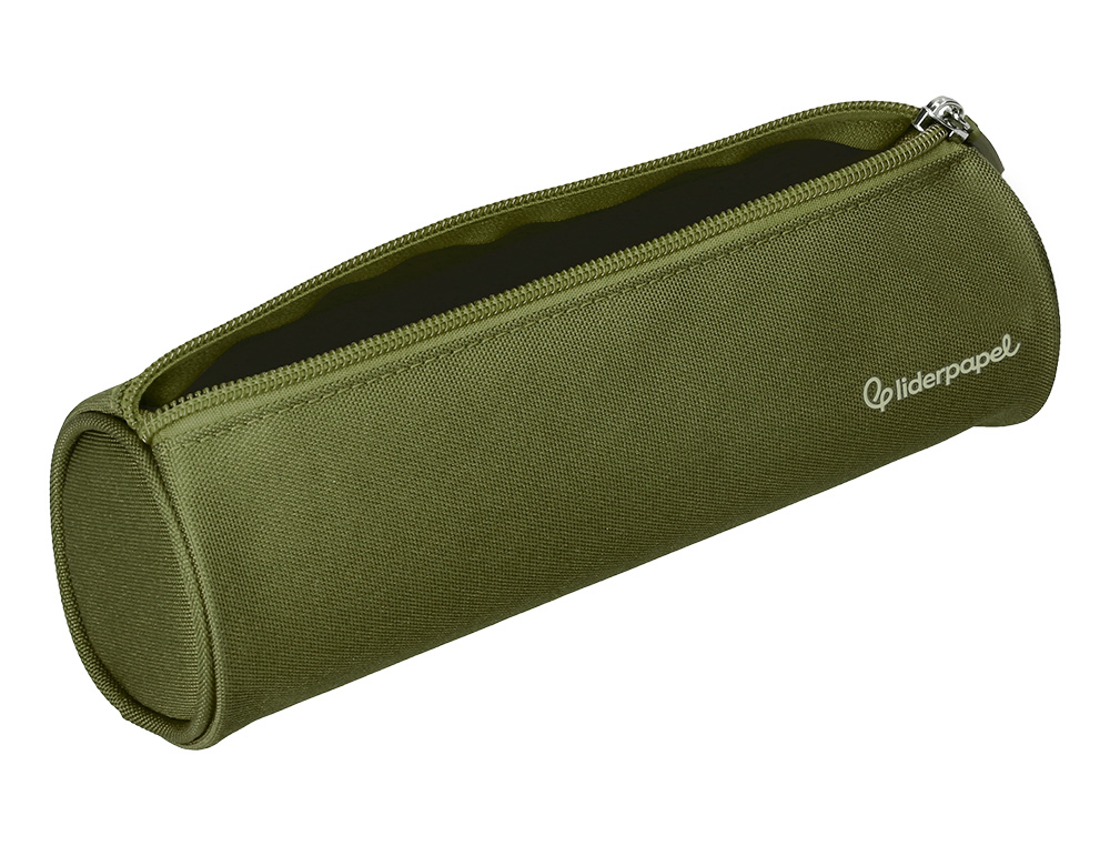 ESTOJO ESCOLAR LIDERPAPEL CILINDRICO LARGO 210X70 MM VERDE MILITAR