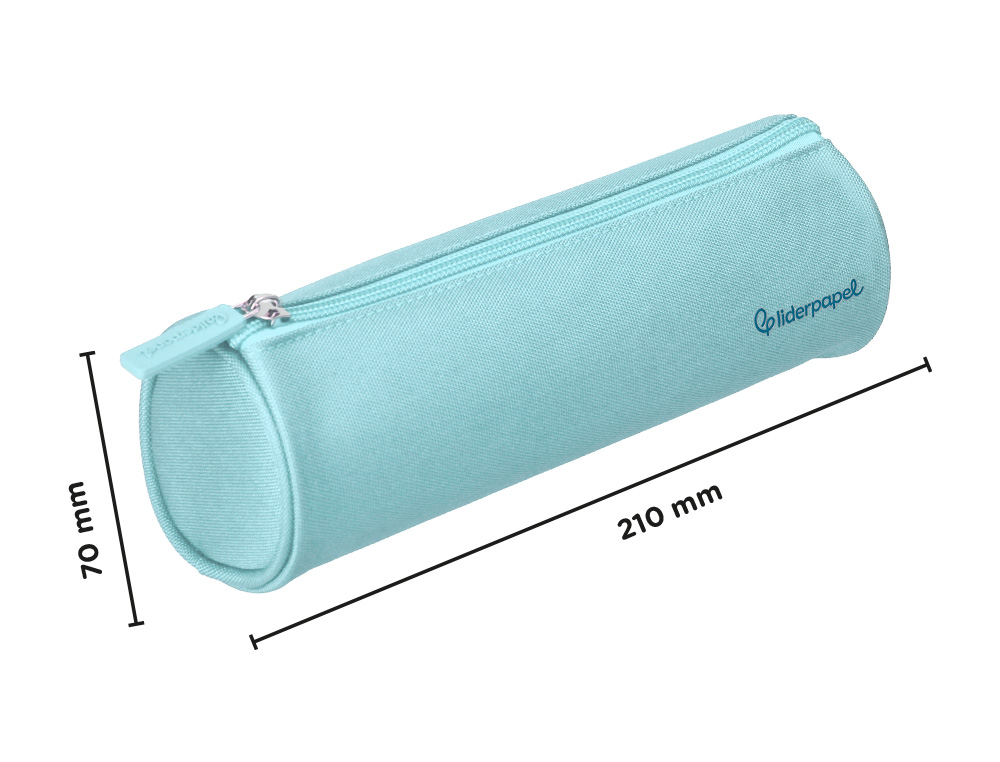 ESTOJO ESCOLAR LIDERPAPEL CILINDRICO LARGO 210X70 MM AZUL CELESTE