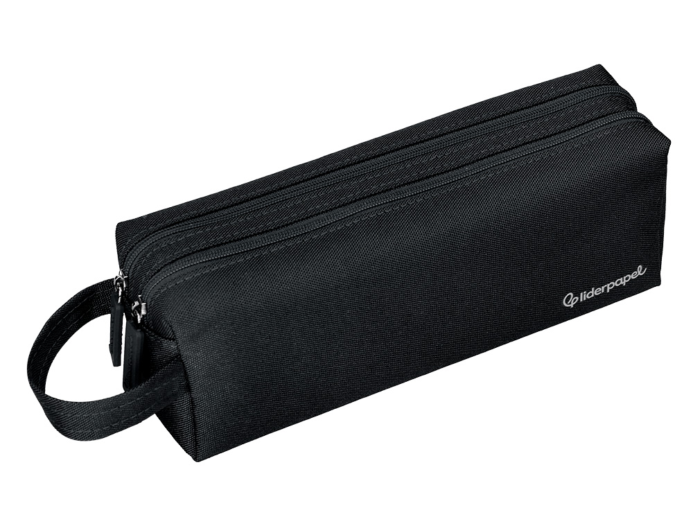 ESTOJO ESCOLAR LIDERPAPEL RETANGULAR COM ASA 2 FECHOS 210X80 MM PRETO