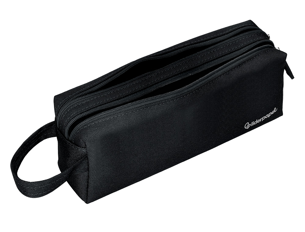 ESTOJO ESCOLAR LIDERPAPEL RETANGULAR COM ASA 2 FECHOS 210X80 MM PRETO
