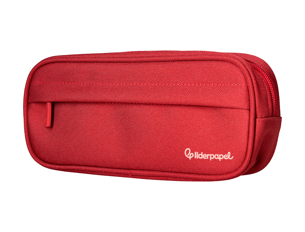 ESTOJO ESCOLAR LIDERPAPEL OVALADO 2 FECHOS COM BOLSO FRONTAL 210X90 MM VERMELHO