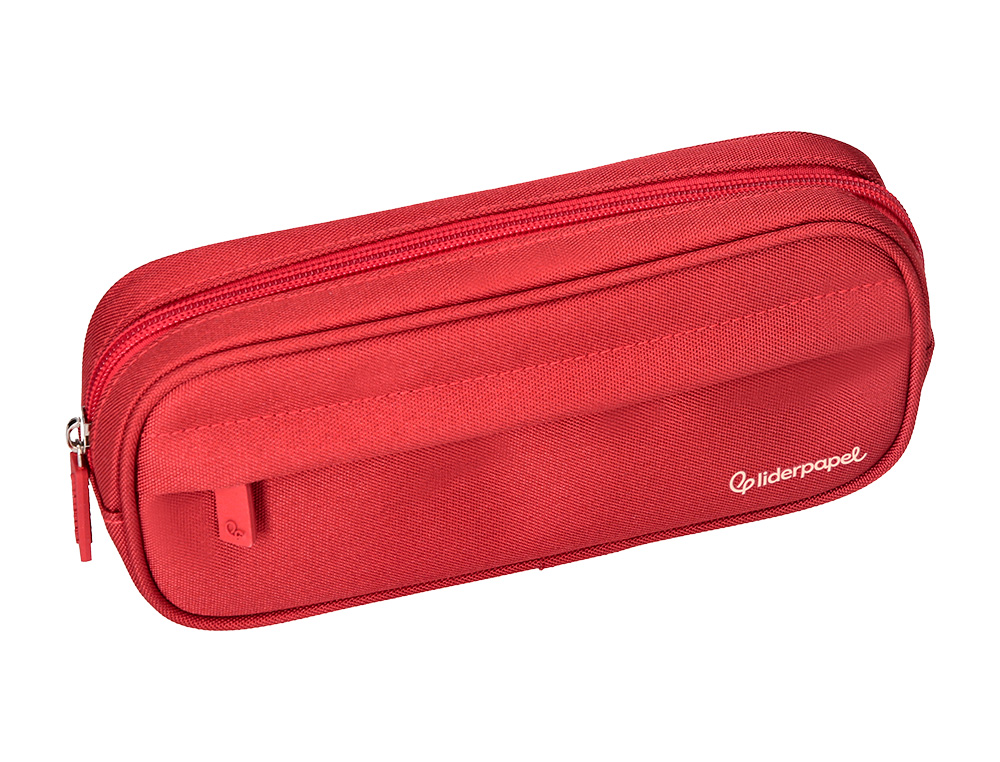 ESTOJO ESCOLAR LIDERPAPEL OVALADO 2 FECHOS COM BOLSO FRONTAL 210X90 MM VERMELHO