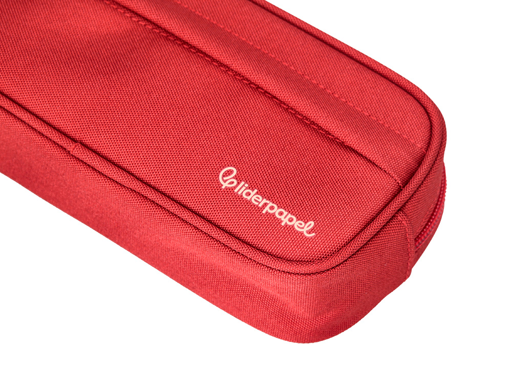 ESTOJO ESCOLAR LIDERPAPEL OVALADO 2 FECHOS COM BOLSO FRONTAL 210X90 MM VERMELHO
