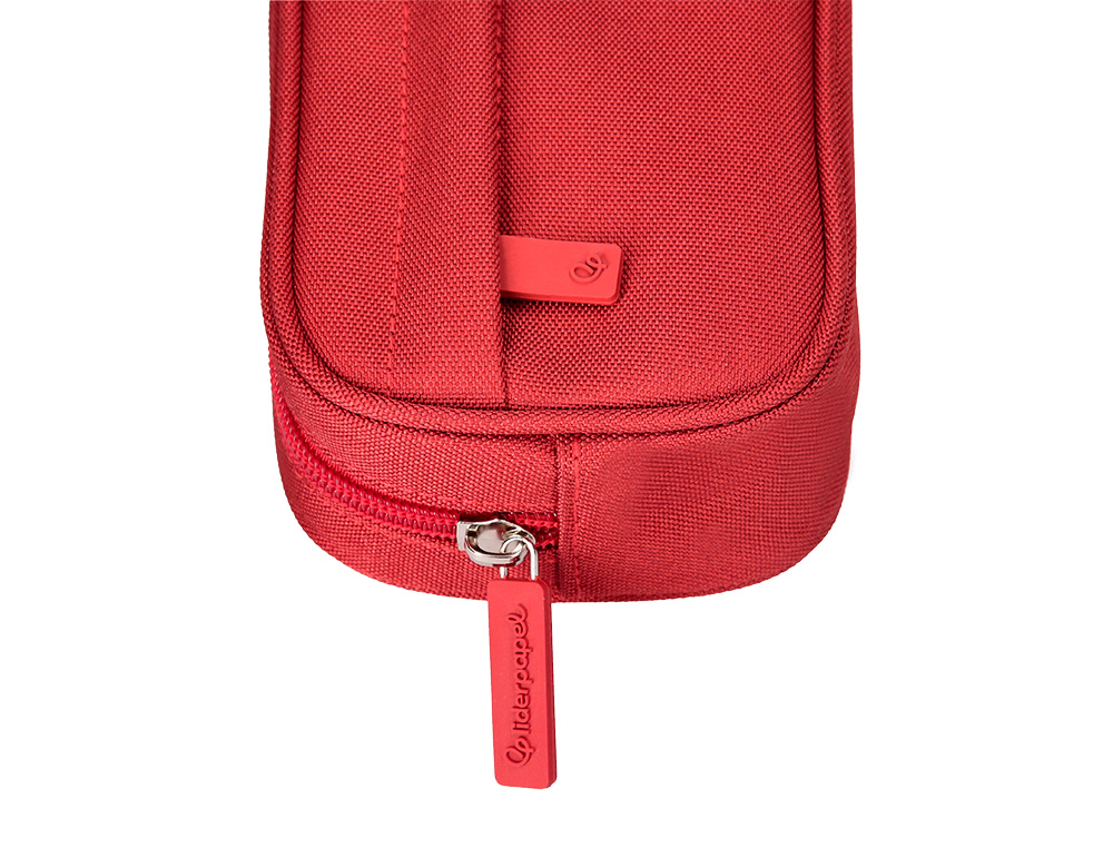 ESTOJO ESCOLAR LIDERPAPEL OVALADO 2 FECHOS COM BOLSO FRONTAL 210X90 MM VERMELHO
