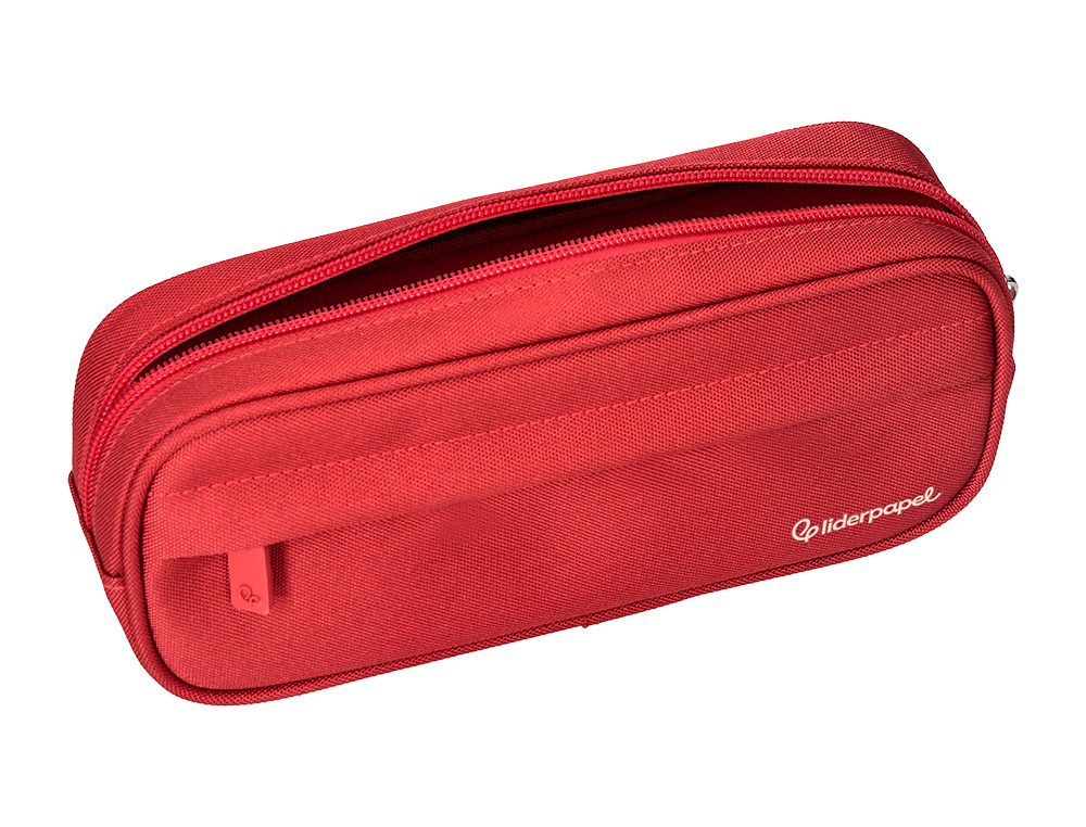 ESTOJO ESCOLAR LIDERPAPEL OVALADO 2 FECHOS COM BOLSO FRONTAL 210X90 MM VERMELHO