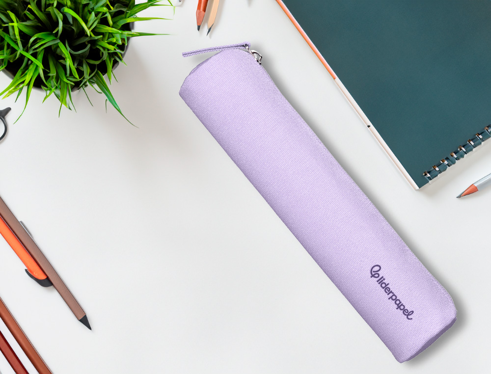 ESTOJO ESCOLAR LIDERPAPEL CILINDRICO ESTREITO 220X45 MM LILAS