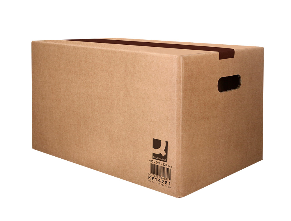 CAIXA PARA EMBALAR Q-CONNECT AMERICANA FUNDO AUTOMATICO E ASAS CARTAO CANAL SIMPLES 5 MM COR KRAFT 500X400X300 MM