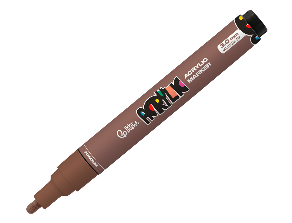 MARCADOR LIDERPAPEL ACRYLIC BASE AGUA TODO TIPO DE SUPERFICIE PONTA REDONDA 3 MM CASTANHO