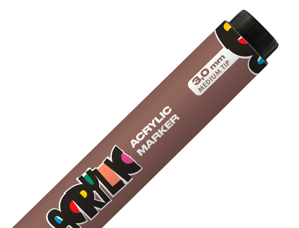MARCADOR LIDERPAPEL ACRYLIC BASE AGUA TODO TIPO DE SUPERFICIE PONTA REDONDA 3 MM CASTANHO