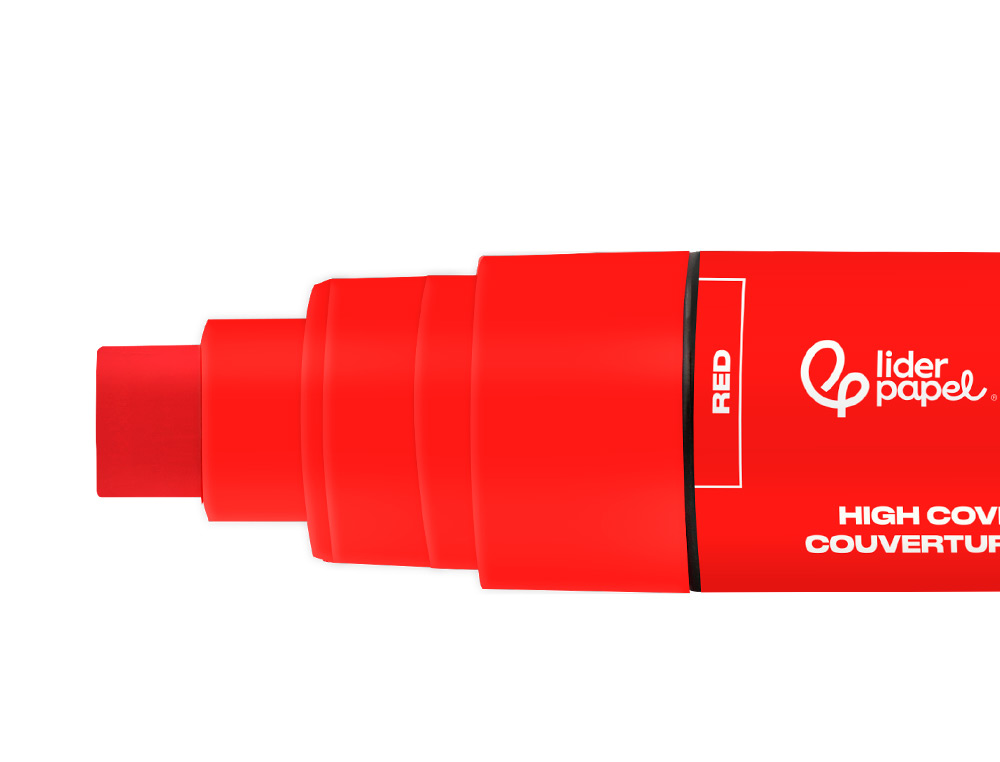 MARCADOR LIDERPAPEL ACRYLIC BASE AGUA TODO TIPO DE SUPERFICIE PONTA RETANGULAR 10 MM VERMELHO
