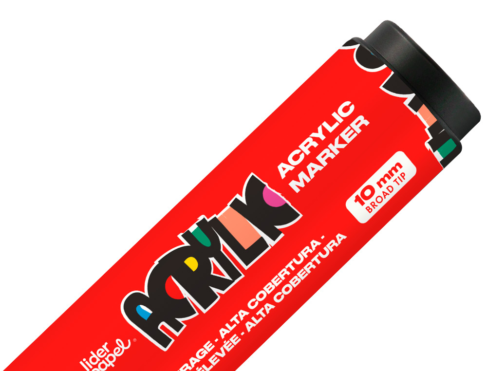 MARCADOR LIDERPAPEL ACRYLIC BASE AGUA TODO TIPO DE SUPERFICIE PONTA RETANGULAR 10 MM VERMELHO