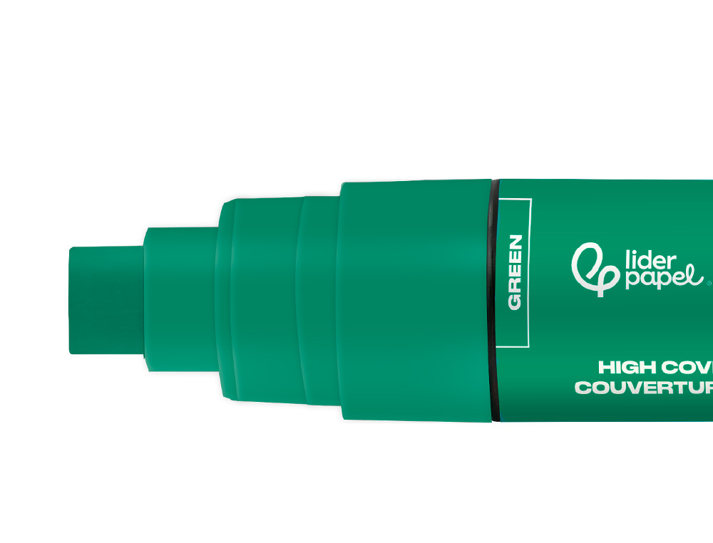 MARCADOR LIDERPAPEL ACRYLIC BASE AGUA TODO TIPO DE SUPERFICIE PONTA RETANGULAR 10 MM VERDE