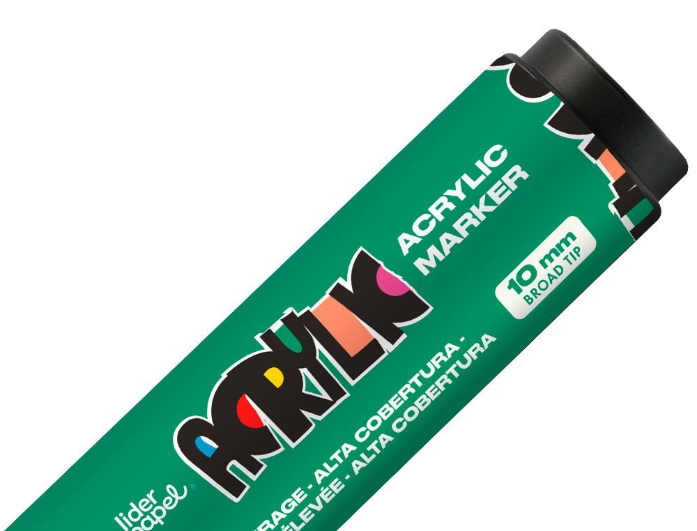 MARCADOR LIDERPAPEL ACRYLIC BASE AGUA TODO TIPO DE SUPERFICIE PONTA RETANGULAR 10 MM VERDE