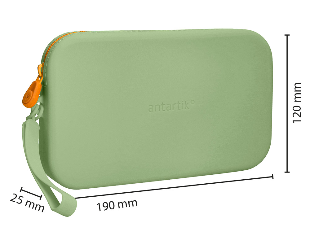 ESTOJO ESCOLAR ANTARTIK TROPICAL DIVE SILICONE SOFT RETANGULAR 190X120X25 MM VERDE MILITAR