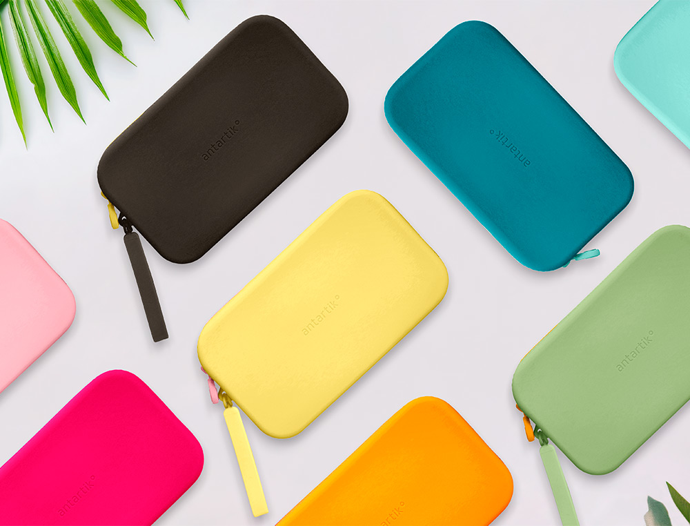 ESTOJO ESCOLAR ANTARTIK TROPICAL DIVE SILICONE SOFT RETANGULAR 190X120X25 MM VERDE MILITAR