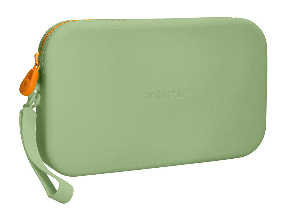 ESTOJO ESCOLAR ANTARTIK TROPICAL DIVE SILICONE SOFT RETANGULAR 190X120X25 MM VERDE MILITAR