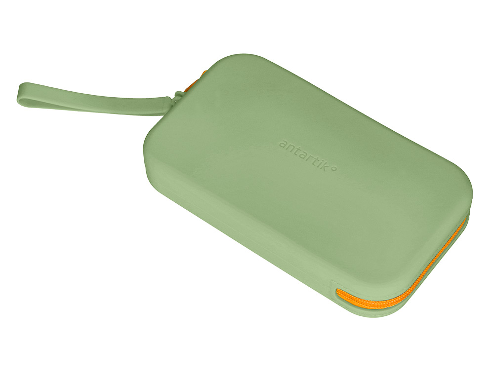 ESTOJO ESCOLAR ANTARTIK TROPICAL DIVE SILICONE SOFT RETANGULAR 190X120X25 MM VERDE MILITAR