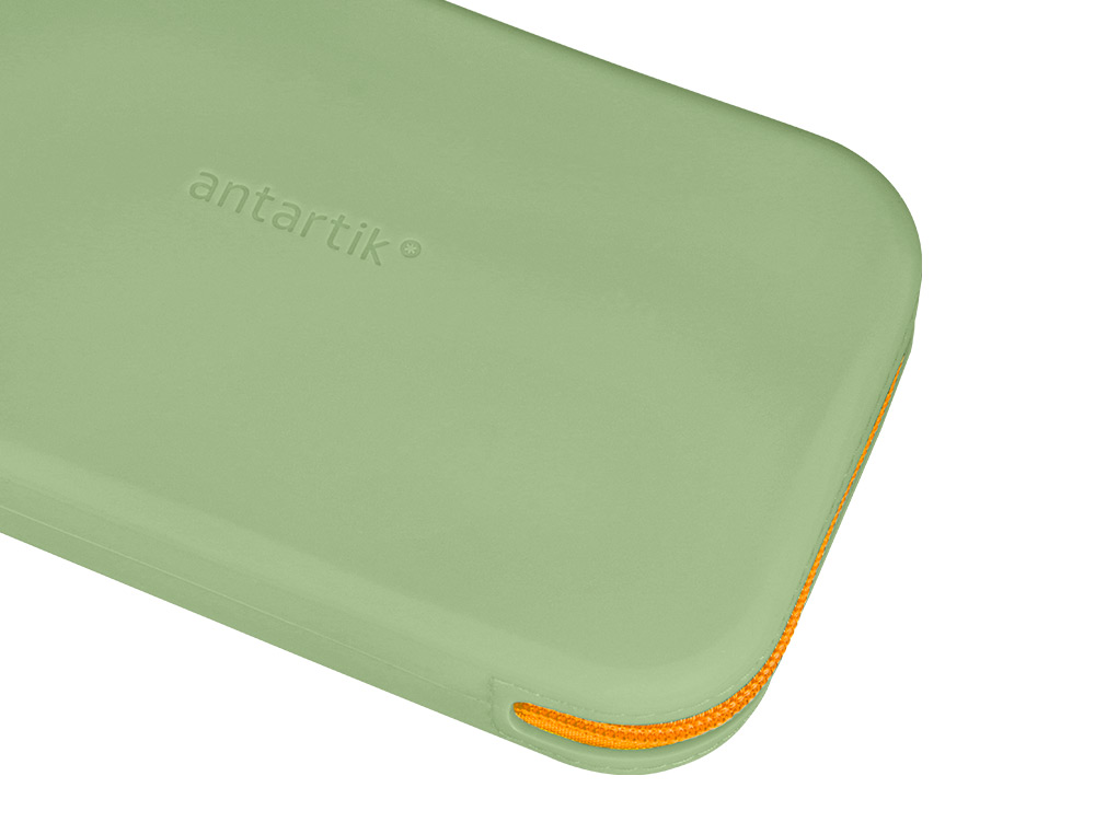 ESTOJO ESCOLAR ANTARTIK TROPICAL DIVE SILICONE SOFT RETANGULAR 190X120X25 MM VERDE MILITAR