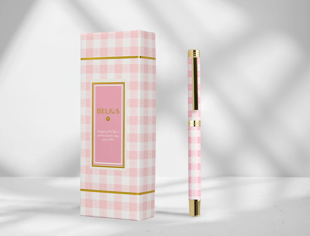 ROLLER BELIUS PICNIC ALUMINIO COR ROSA DOURADO TINTA COR PRETO CAIXA DE DESIGN