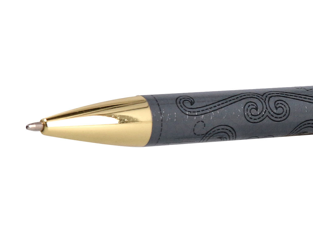 ESFEROGRAFICA BELIUS WILD WEST ALUMINIO COR PRETO DOURADO TINTA COR AZUL CAIXA DE DESIGN