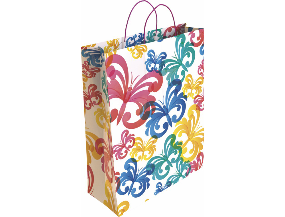 SACO PARA PRESENTE BASIKA PAPEL REVESTIDO 160 GR TODO ANO COM ASA RETORCIDA TAMANHO S 24+10X32 CM