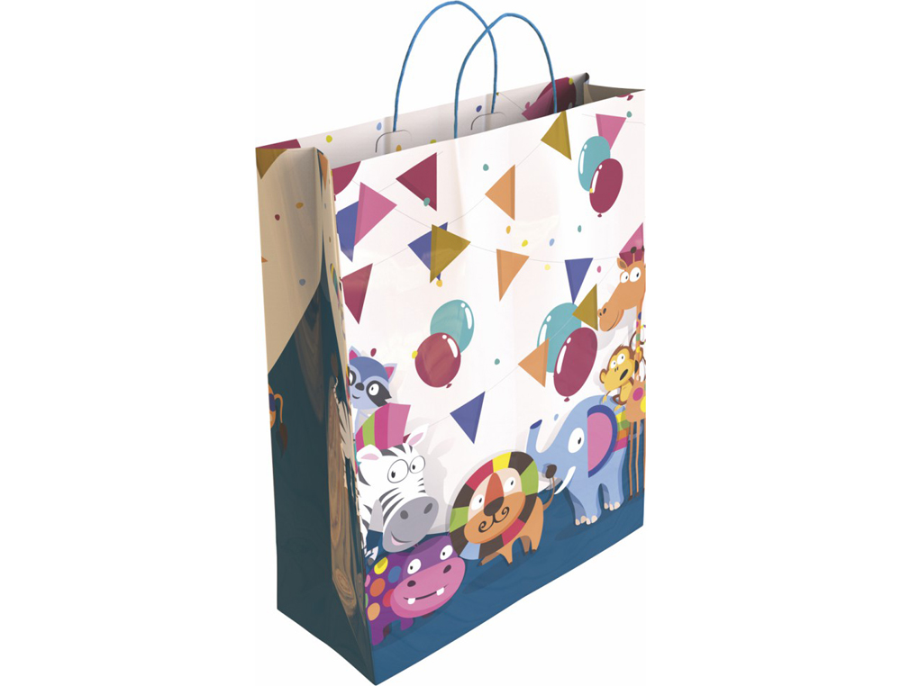 SACO PARA PRESENTE BASIKA PAPEL REVESTIDO 160 GR TODO ANO COM ASA RETORCIDA TAMANHO S 24+10X32 CM