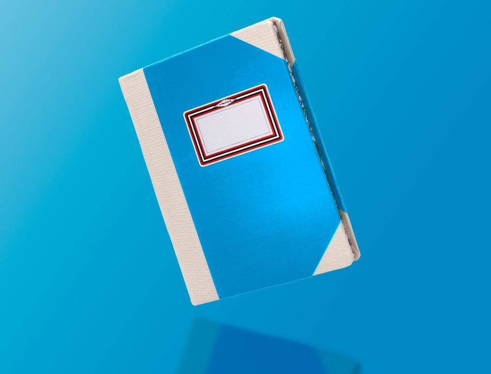 LIVRO DE CARTAO COSIDO FERNANDES FLECHA DIN A5+ PAUTADO 50 FOLHAS 100 GR AZUL