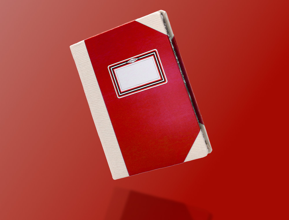 LIVRO DE CARTAO COSIDO FERNANDES FLECHA DIN A6+ LISO 50 FOLHAS 100 GR VERMELHO