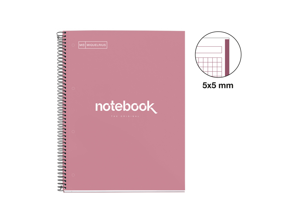 CUADERNO ESPIRAL MIQUELRIUS NOTEBOOK EMOTIONS ROSE DUST TAPA FORRADA DIN A4 MICROPERFORADO 80 HOJAS 90