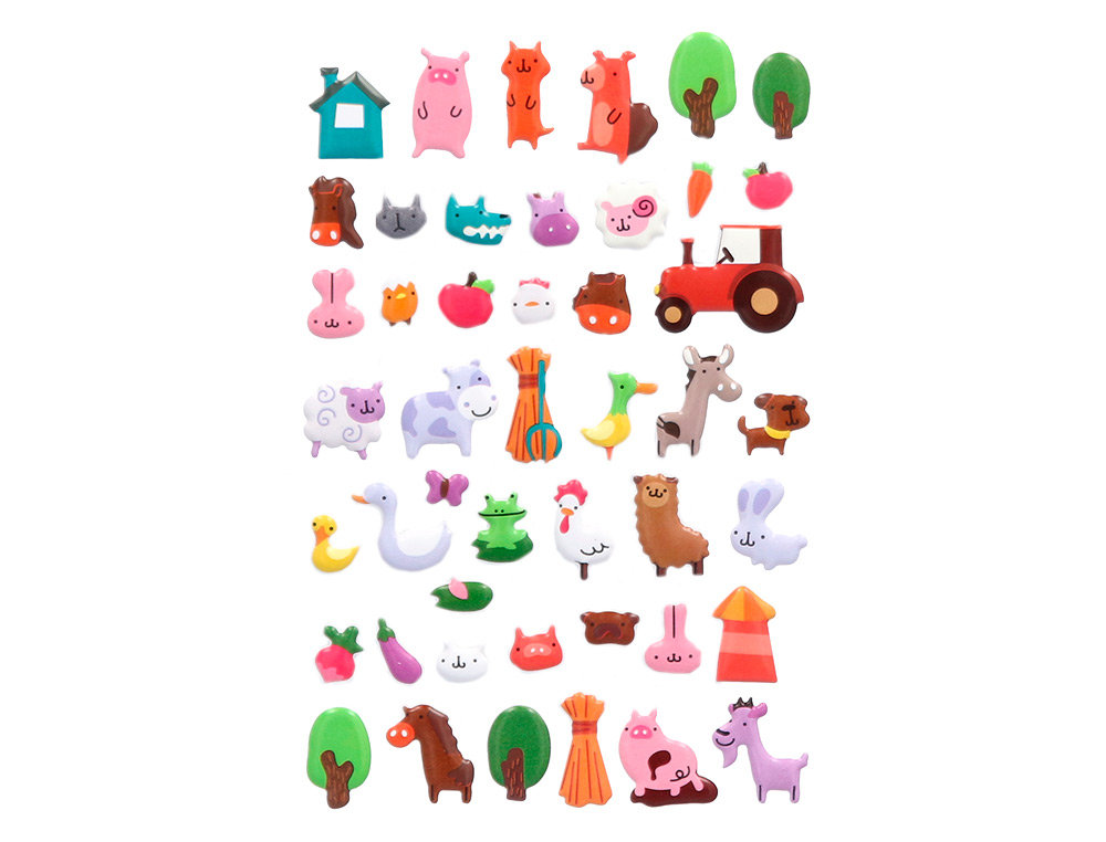 AUTOCOLANTES IMAGINOVO CUTE ANIMALS QUINTA COM RELEVO 190X105 MM EM BLISTER